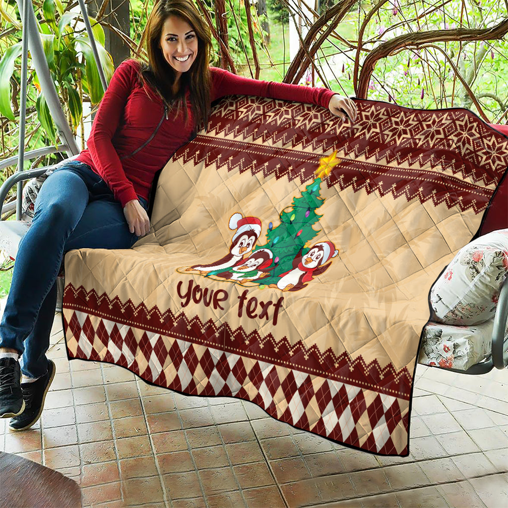 australia-penguin-christmas-argyle-pattern-personalised-quilt