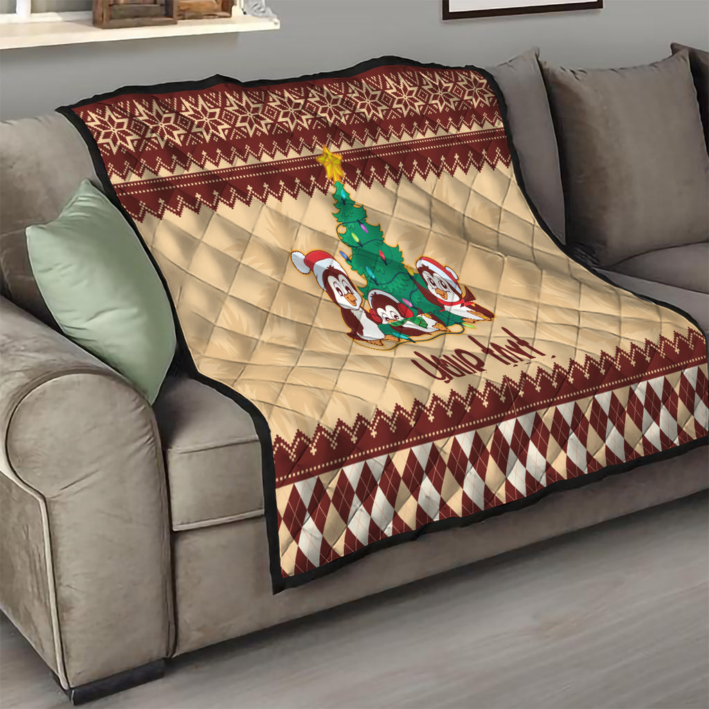australia-penguin-christmas-argyle-pattern-personalised-quilt
