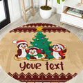 australia-penguin-christmas-argyle-pattern-personalised-round-carpet