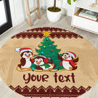 australia-penguin-christmas-argyle-pattern-personalised-round-carpet