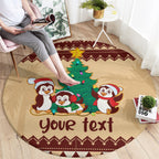 australia-penguin-christmas-argyle-pattern-personalised-round-carpet