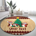 australia-penguin-christmas-argyle-pattern-personalised-round-carpet