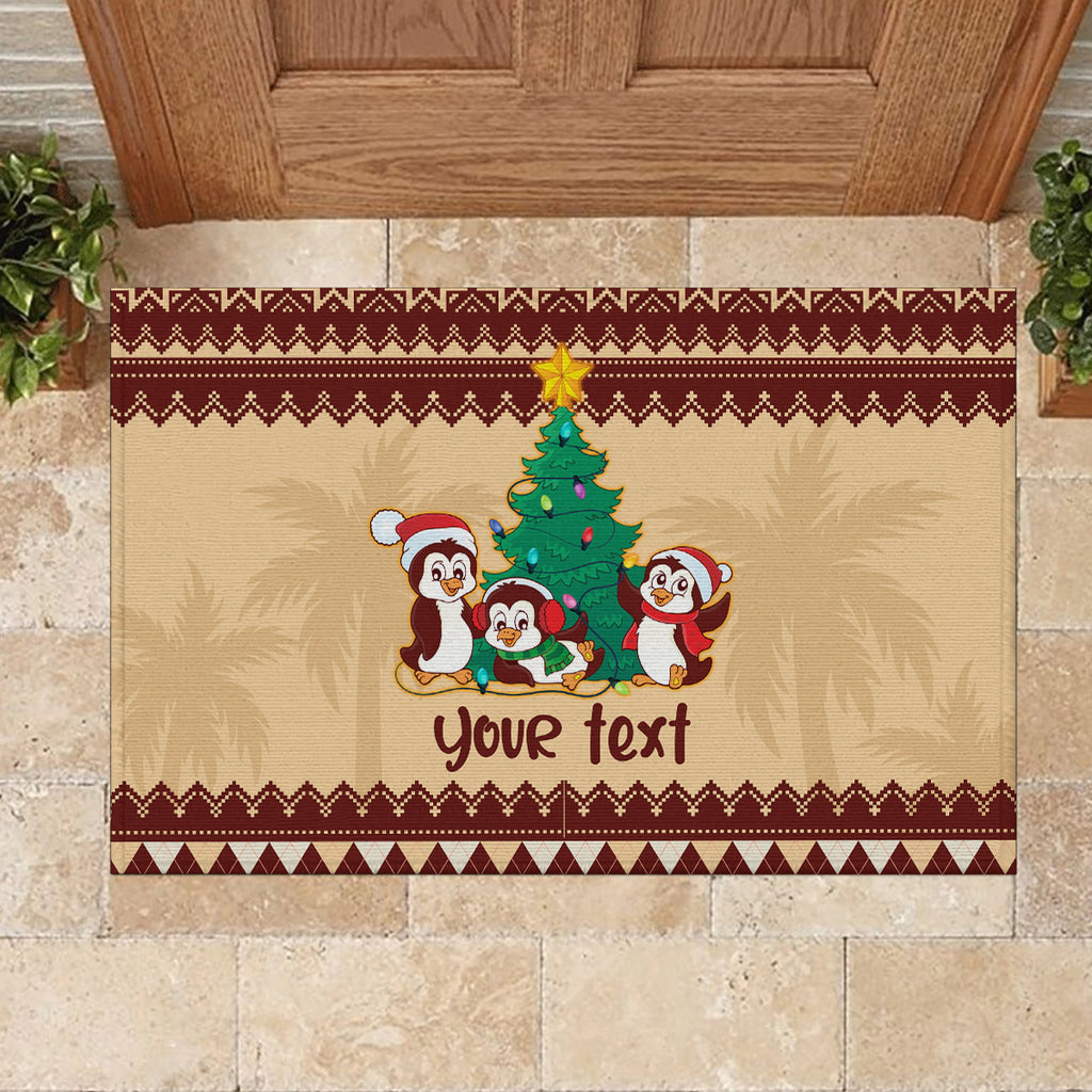 australia-penguin-christmas-argyle-pattern-personalised-rubber-doormat