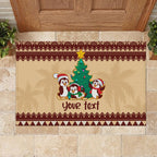 australia-penguin-christmas-argyle-pattern-personalised-rubber-doormat