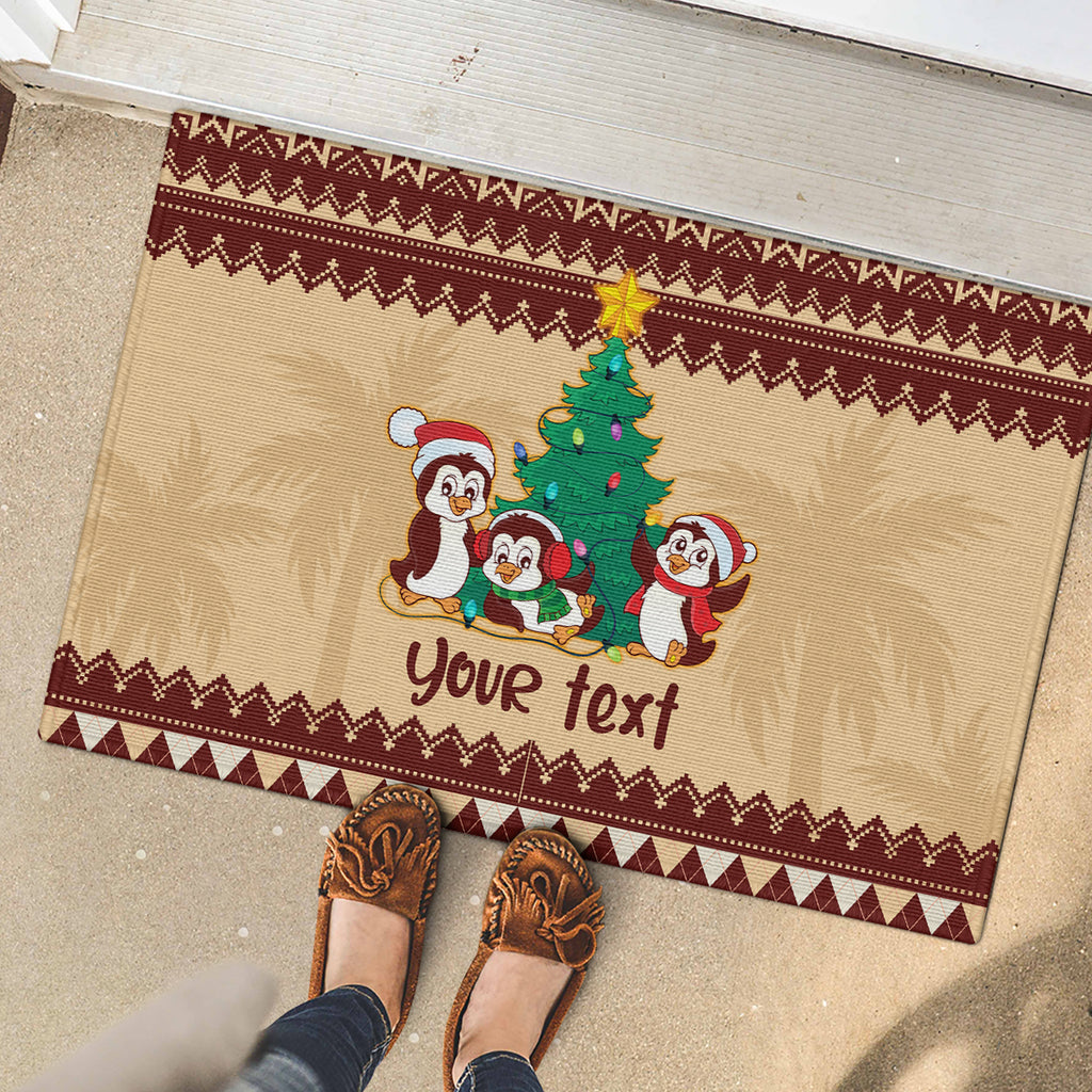 australia-penguin-christmas-argyle-pattern-personalised-rubber-doormat