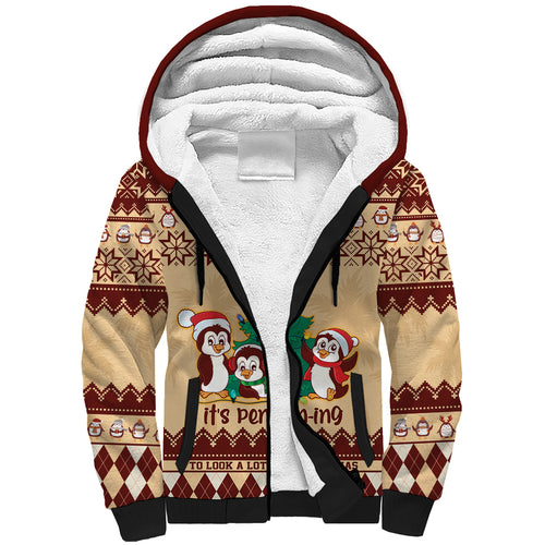 australia-penguin-christmas-argyle-pattern-personalised-sherpa-hoodie