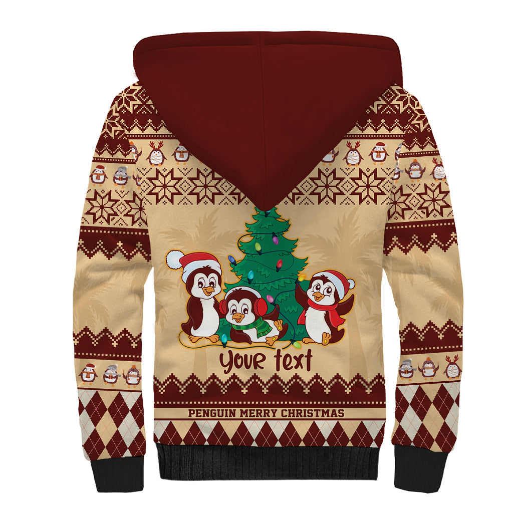 australia-penguin-christmas-argyle-pattern-personalised-sherpa-hoodie