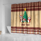 australia-penguin-christmas-argyle-pattern-personalised-shower-curtain