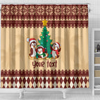 australia-penguin-christmas-argyle-pattern-personalised-shower-curtain