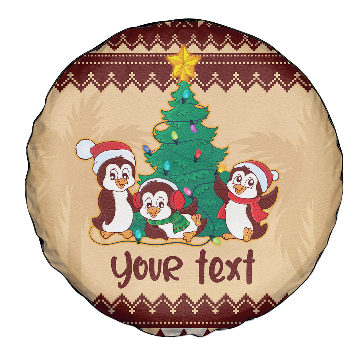 australia-penguin-christmas-argyle-pattern-personalised-spare-tire-cover