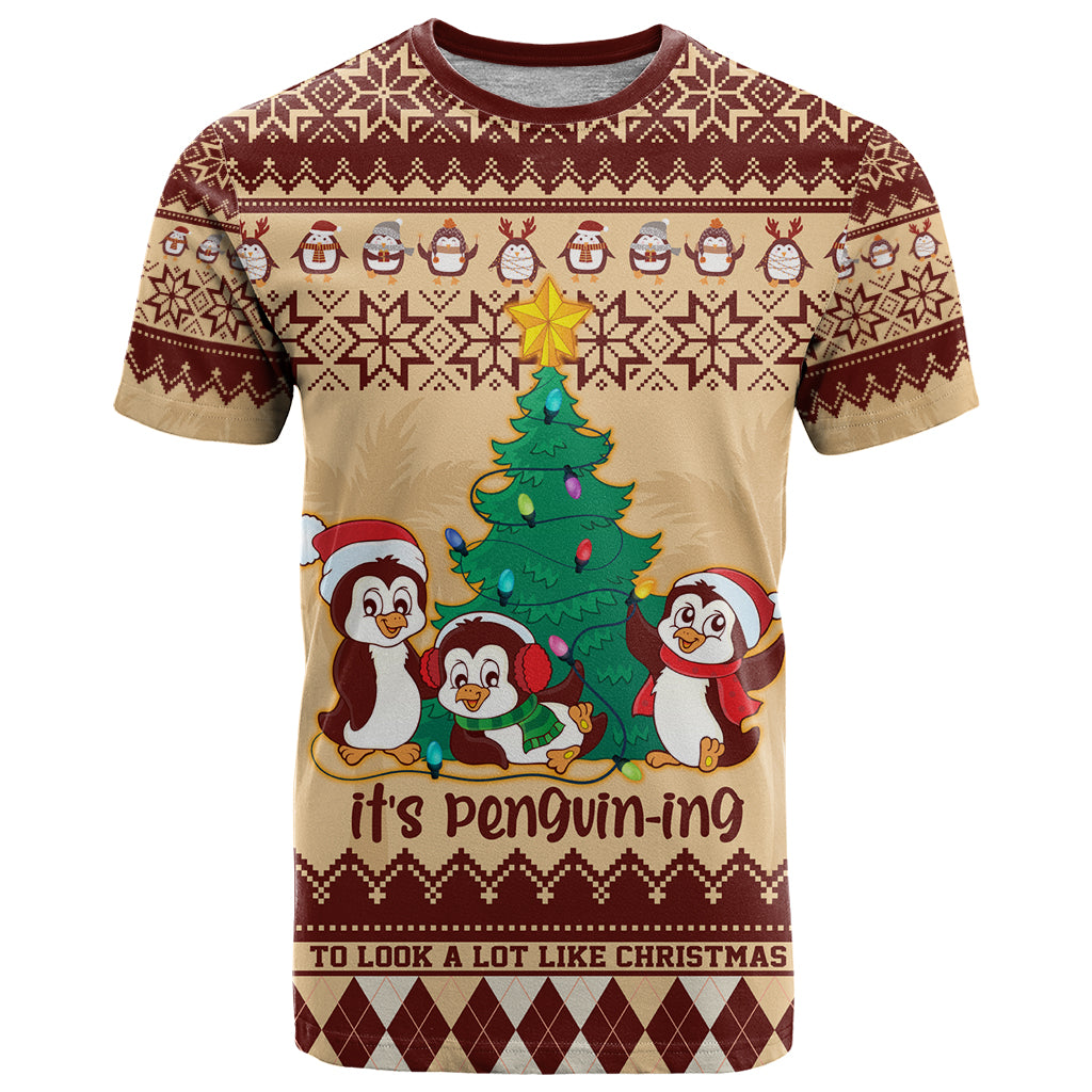 australia-penguin-christmas-argyle-pattern-personalised-t-shirt