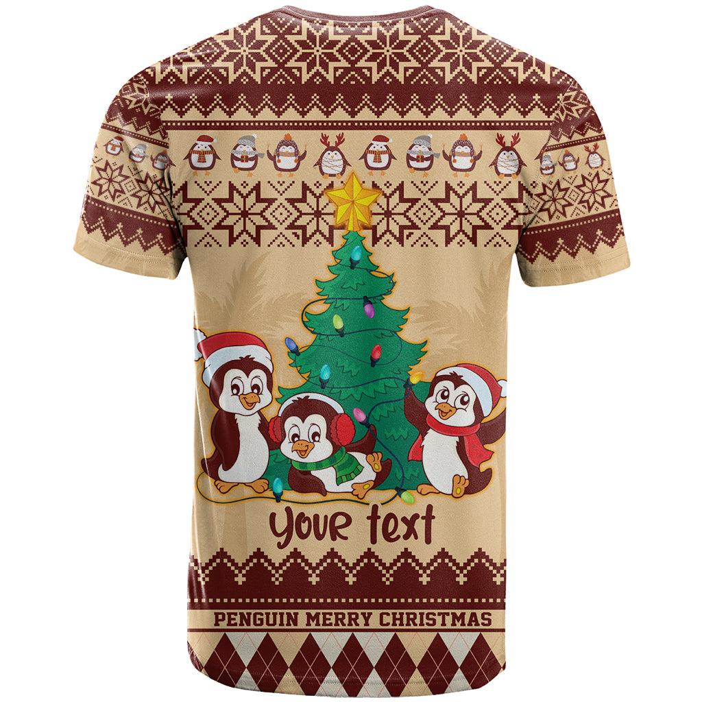 australia-penguin-christmas-argyle-pattern-personalised-t-shirt