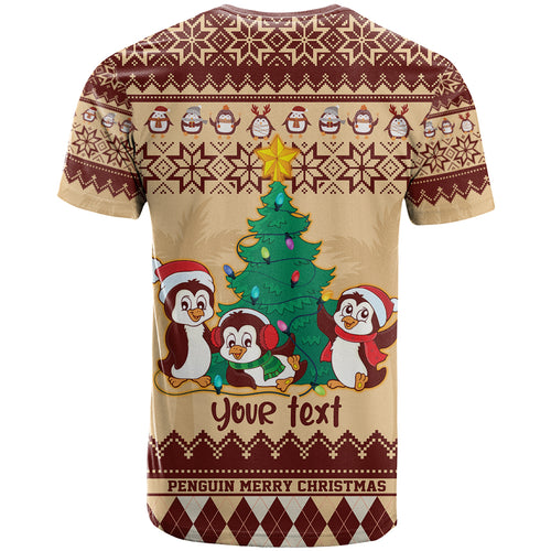 australia-penguin-christmas-argyle-pattern-personalised-t-shirt