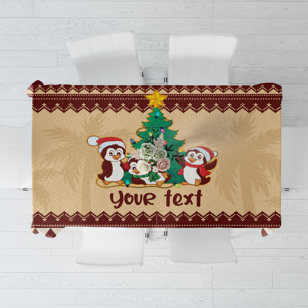 australia-penguin-christmas-argyle-pattern-personalised-tablecloth