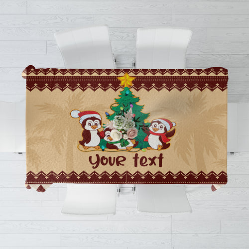 australia-penguin-christmas-argyle-pattern-personalised-tablecloth