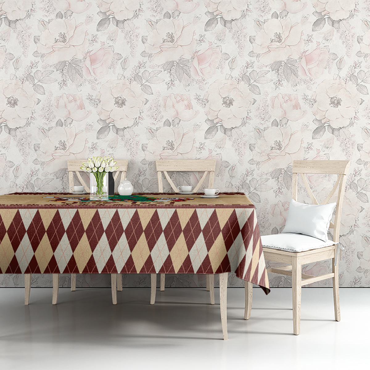 australia-penguin-christmas-argyle-pattern-personalised-tablecloth