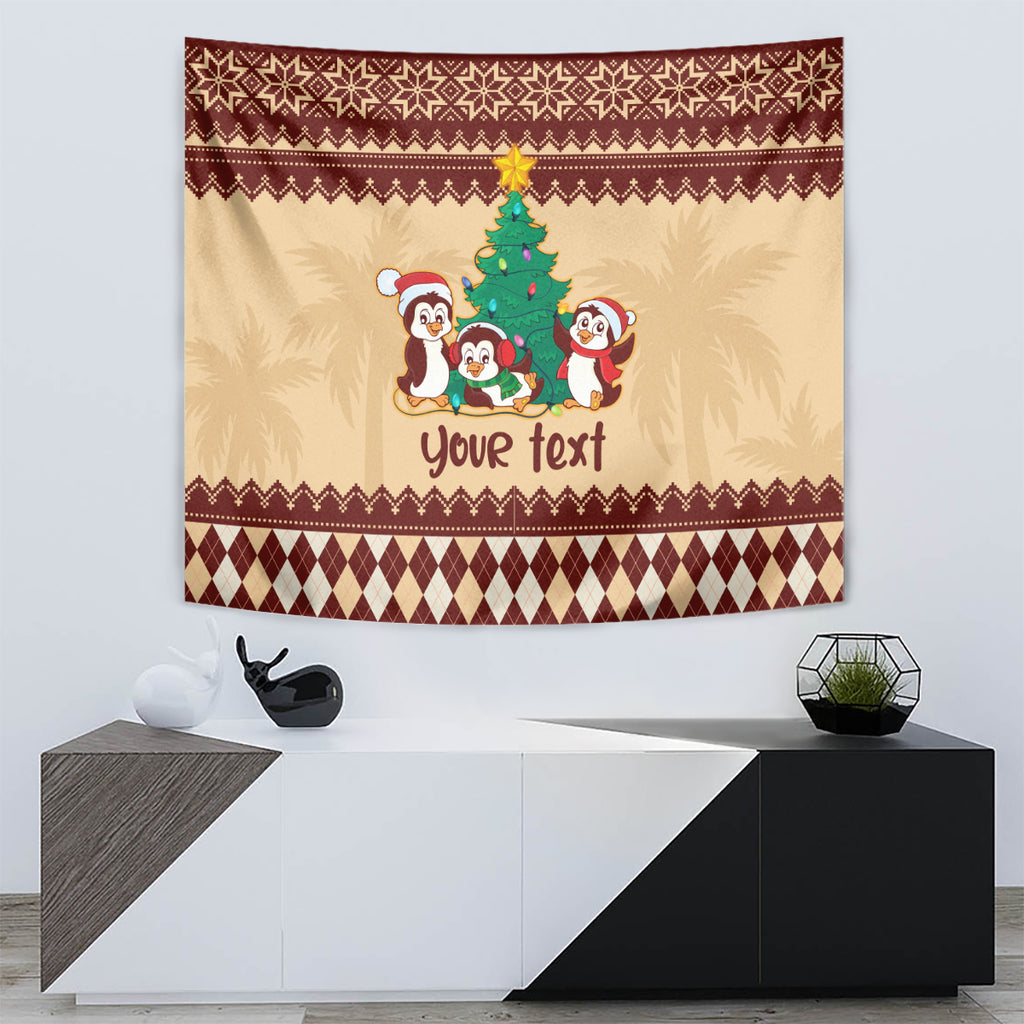 australia-penguin-christmas-argyle-pattern-personalised-tapestry