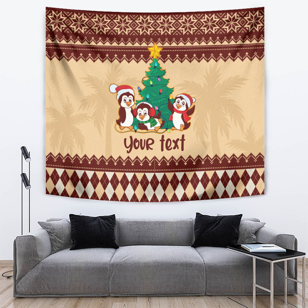 australia-penguin-christmas-argyle-pattern-personalised-tapestry