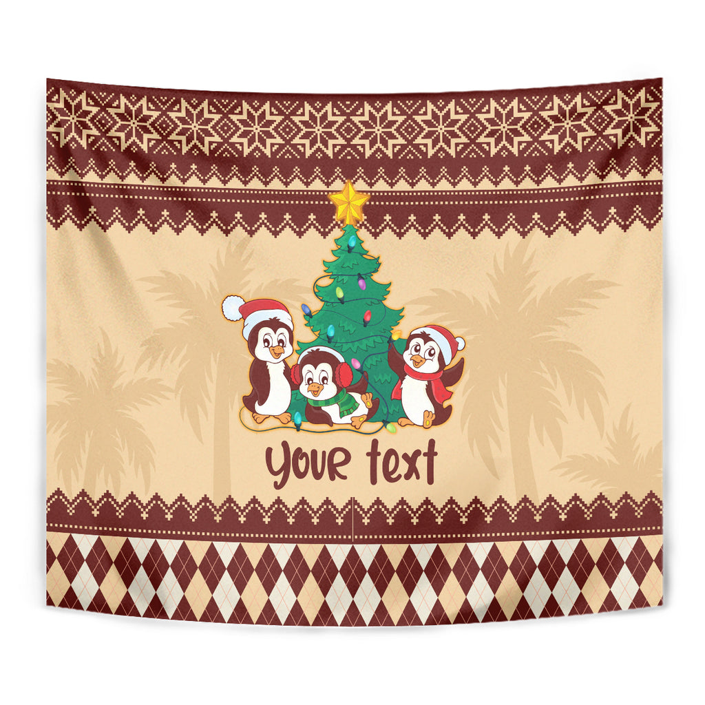 australia-penguin-christmas-argyle-pattern-personalised-tapestry