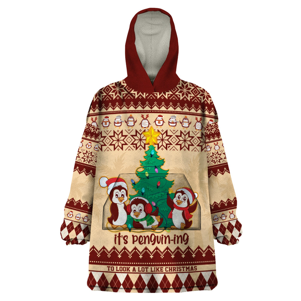 australia-penguin-christmas-argyle-pattern-personalised-wearable-blanket-hoodie