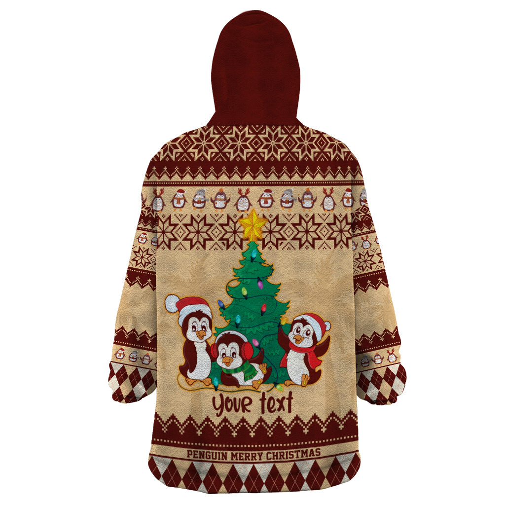 australia-penguin-christmas-argyle-pattern-personalised-wearable-blanket-hoodie