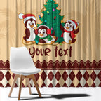 australia-penguin-christmas-argyle-pattern-personalised-window-curtain