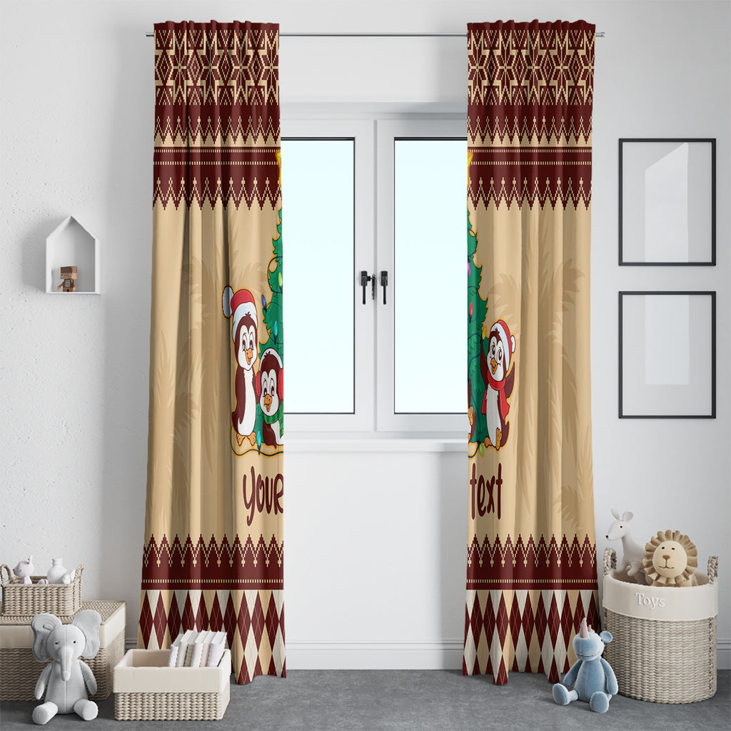 australia-penguin-christmas-argyle-pattern-personalised-window-curtain