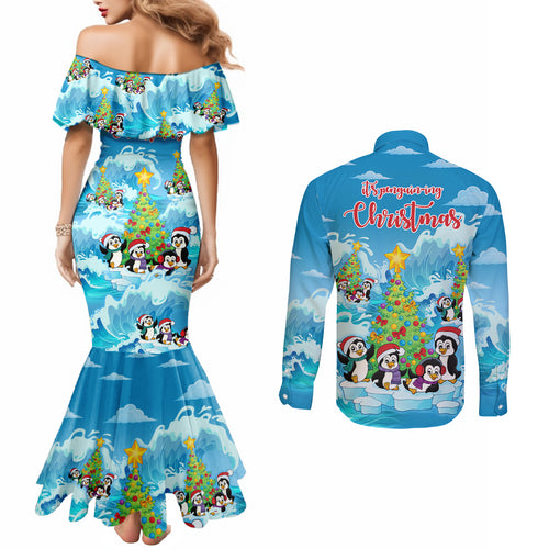 its-penguin-ing-to-look-a-lot-like-christmas-couples-matching-mermaid-dress-and-long-sleeve-button-shirt