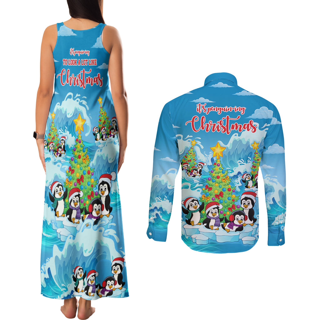 its-penguin-ing-to-look-a-lot-like-christmas-couples-matching-tank-maxi-dress-and-long-sleeve-button-shirt