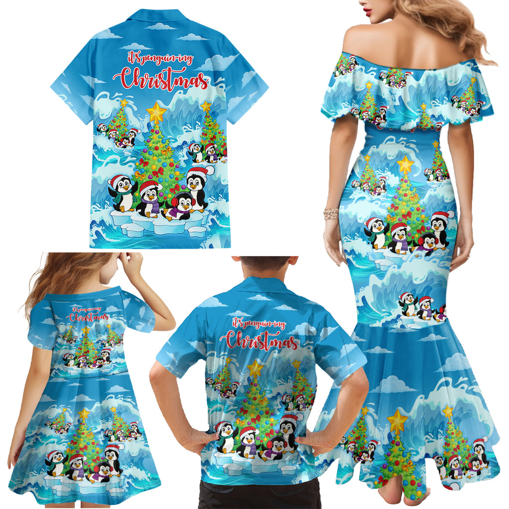 its-penguin-ing-to-look-a-lot-like-christmas-family-matching-mermaid-dress-and-hawaiian-shirt