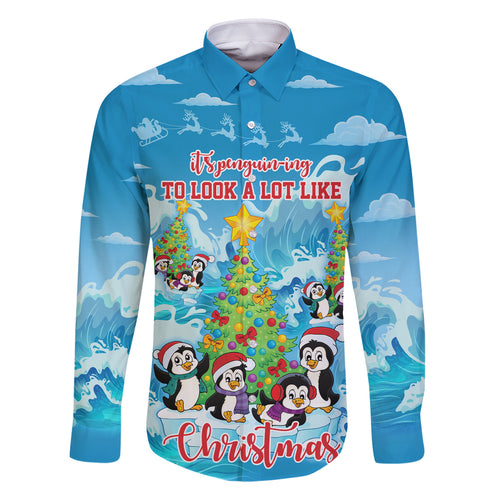 its-penguin-ing-to-look-a-lot-like-christmas-family-matching-off-shoulder-short-dress-and-hawaiian-shirt