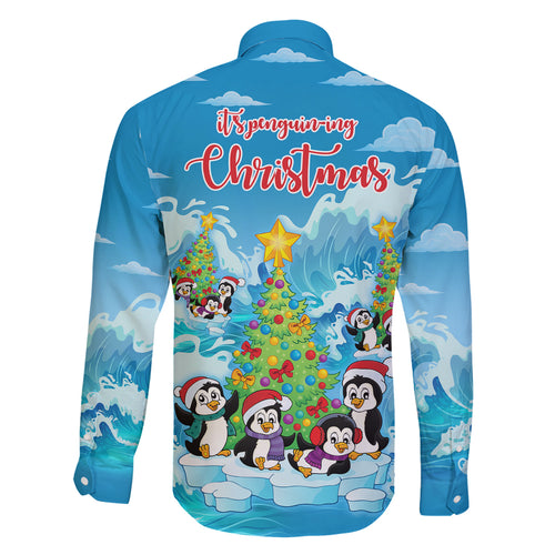 its-penguin-ing-to-look-a-lot-like-christmas-family-matching-off-shoulder-short-dress-and-hawaiian-shirt