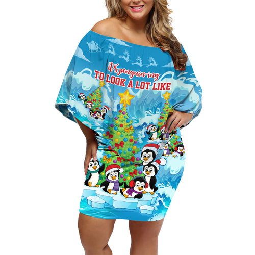 its-penguin-ing-to-look-a-lot-like-christmas-family-matching-off-shoulder-short-dress-and-hawaiian-shirt