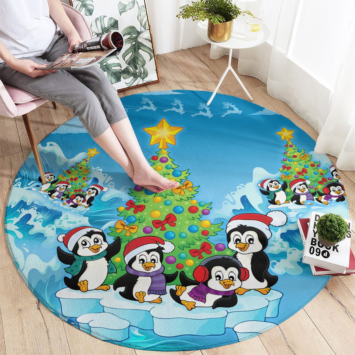 its-penguin-ing-to-look-a-lot-like-christmas-round-carpet