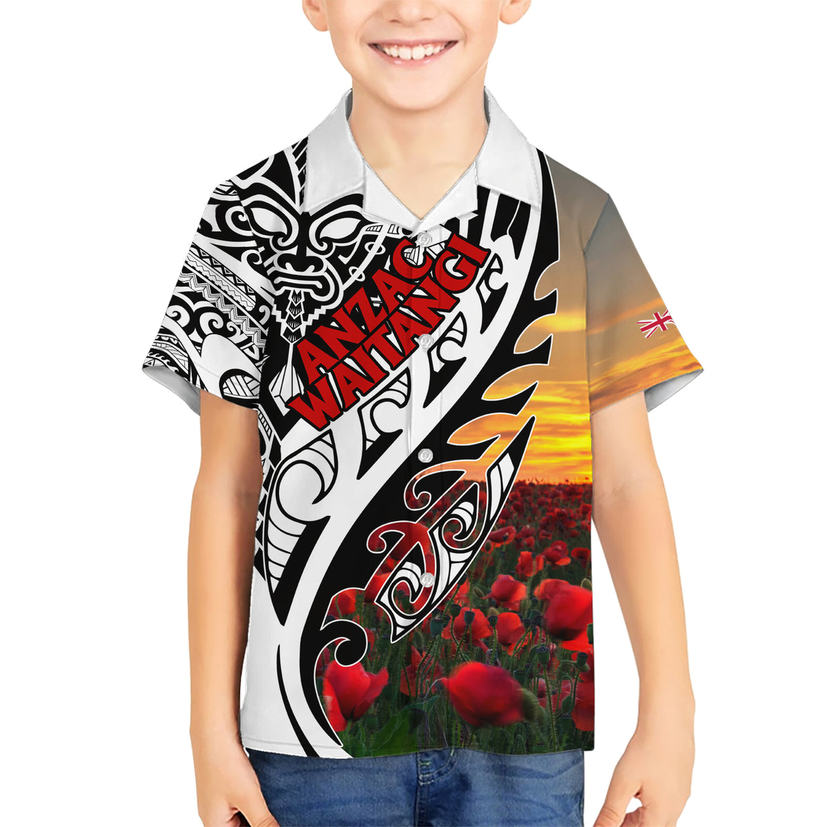 Personalised New Zealand Waitangi and ANZAC day Kid Hawaiian Shirt