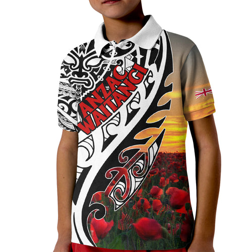 Personalised New Zealand Waitangi and ANZAC day Kid Polo Shirt