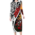 Personalised New Zealand Waitangi and ANZAC day Long Sleeve Bodycon Dress