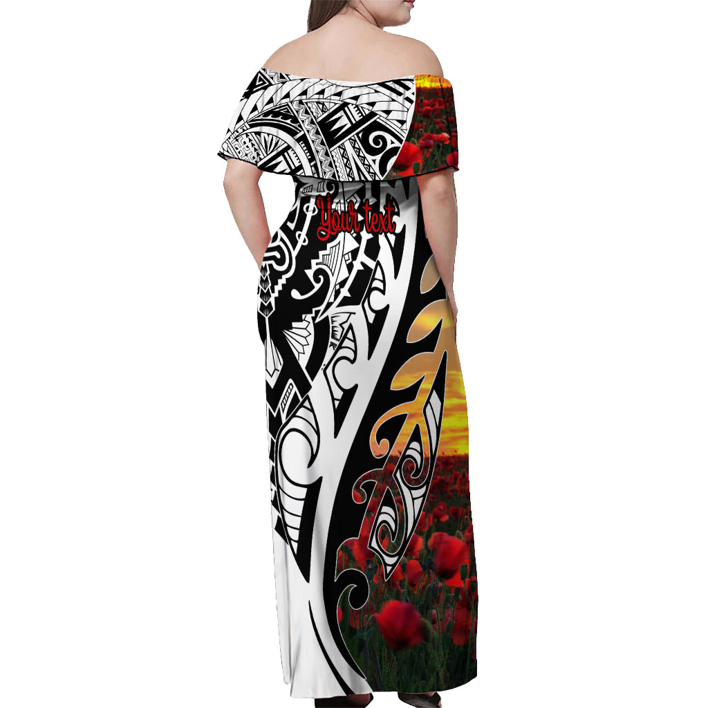 Personalised New Zealand Waitangi and ANZAC day Off Shoulder Maxi Dress