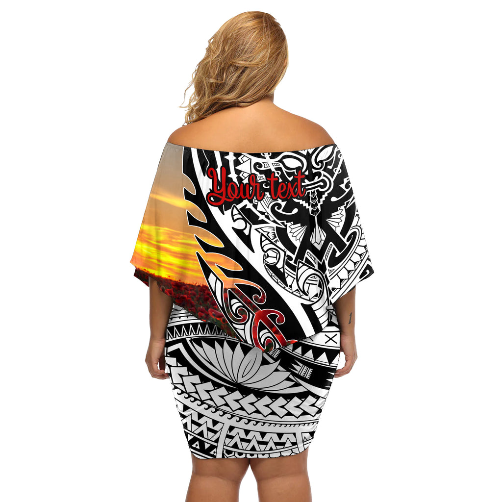 Personalised New Zealand Waitangi and ANZAC day Off Shoulder Short Dress