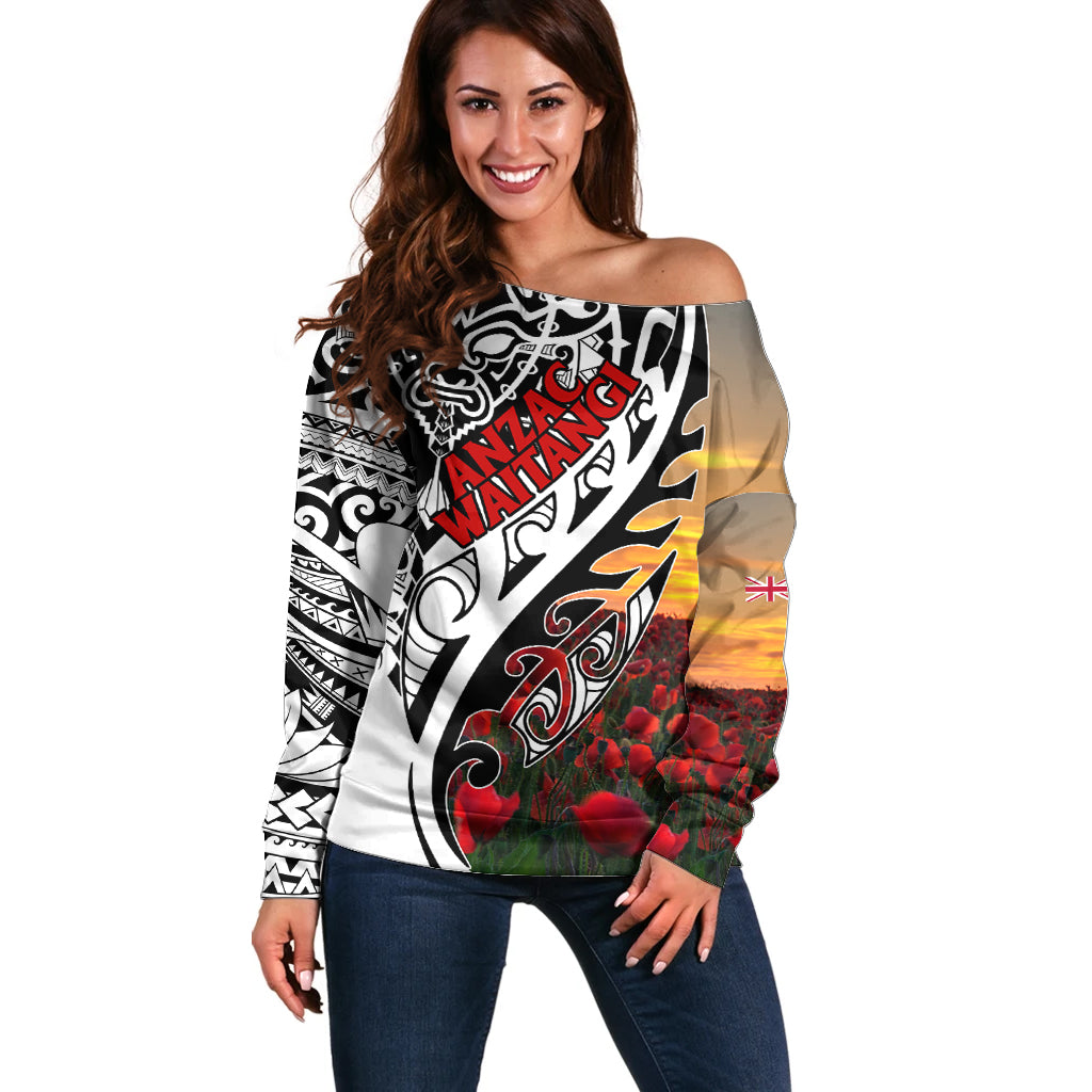 Personalised New Zealand Waitangi and ANZAC day Off Shoulder Sweater