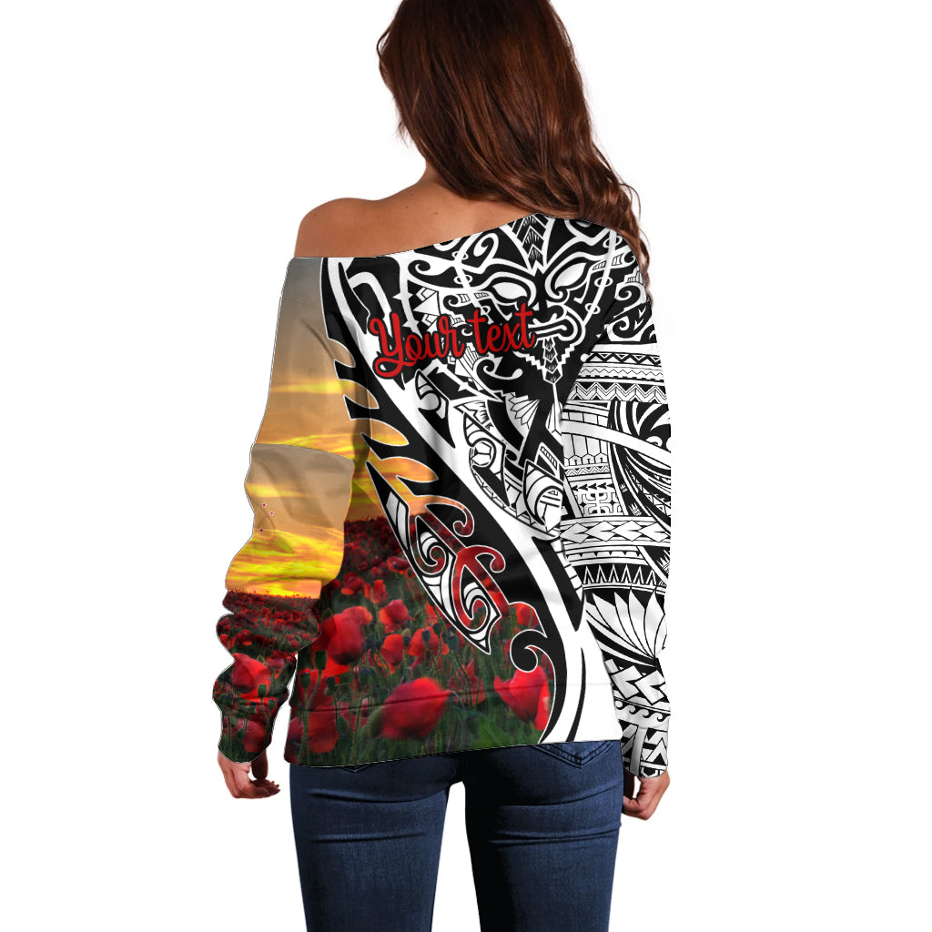 Personalised New Zealand Waitangi and ANZAC day Off Shoulder Sweater