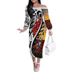 Personalised New Zealand Waitangi and ANZAC day Off The Shoulder Long Sleeve Dress