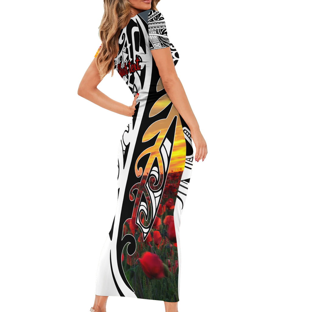 Personalised New Zealand Waitangi and ANZAC day Short Sleeve Bodycon Dress