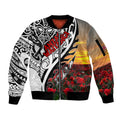 Personalised New Zealand Waitangi and ANZAC day Sleeve Zip Bomber Jacket