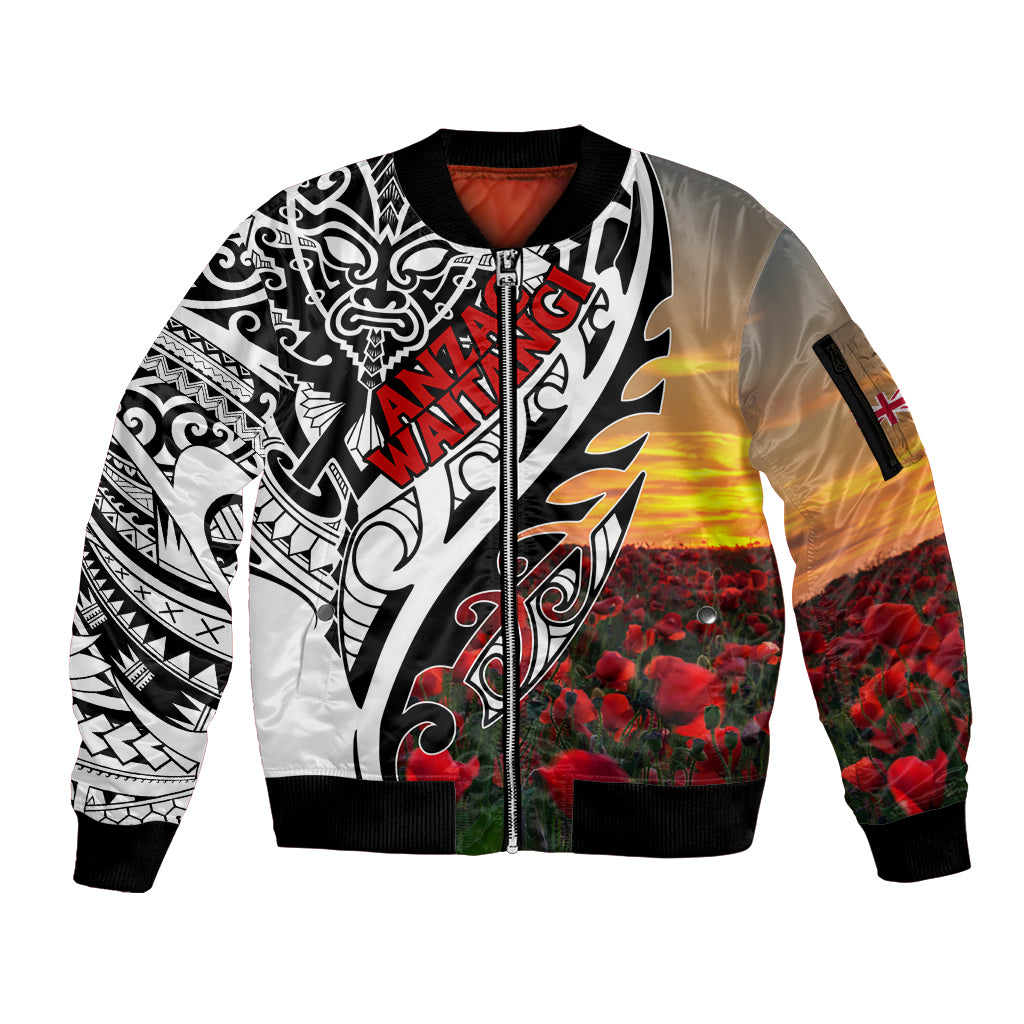 Personalised New Zealand Waitangi and ANZAC day Sleeve Zip Bomber Jacket