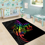 Personalised New Zealand Wellington Pride Area Rug Maori Fern with Pride Flag 2024