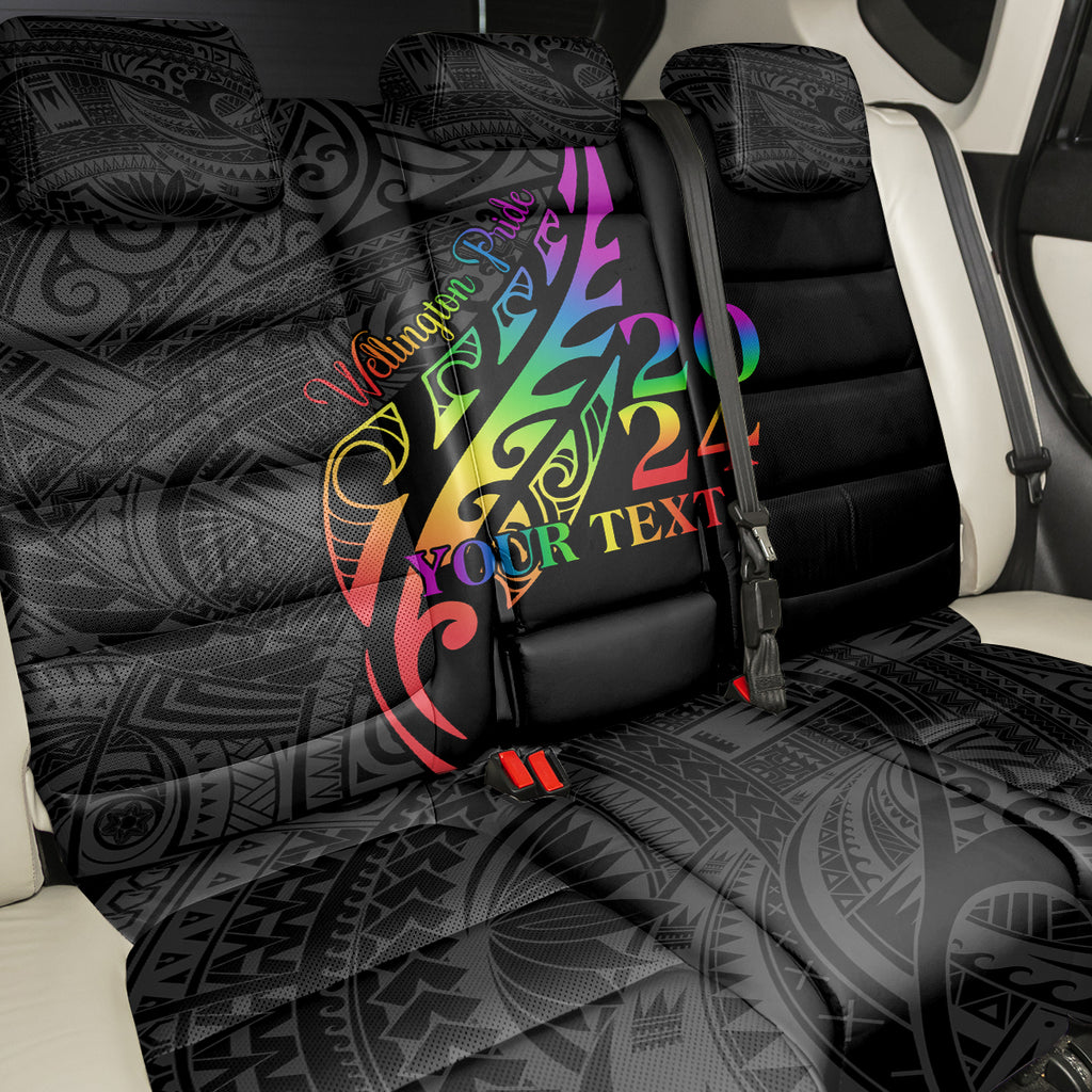 Personalised New Zealand Wellington Pride Back Car Seat Cover Maori Fern with Pride Flag 2024