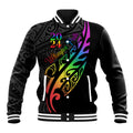 Personalised New Zealand Wellington Pride Baseball Jacket Maori Fern with Pride Flag 2024