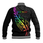 Personalised New Zealand Wellington Pride Baseball Jacket Maori Fern with Pride Flag 2024
