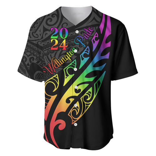 Personalised New Zealand Wellington Pride Baseball Jersey Maori Fern with Pride Flag 2024